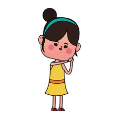 kawaii happy girl icon over white background. colorful design. vector illustration