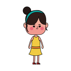 kawaii happy girl icon over white background. colorful design. vector illustration