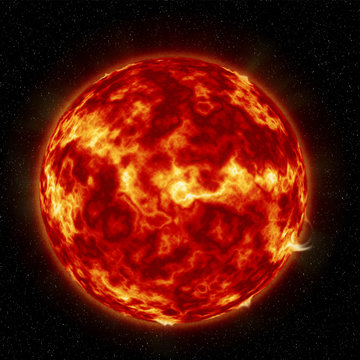 Illustration of the sun with fire storms