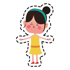 kawaii happy girl icon over white background. colorful design. vector illustration
