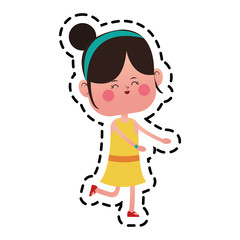 kawaii happy girl icon over white background. colorful design. vector illustration