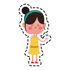 kawaii happy girl icon over white background. colorful design. vector illustration