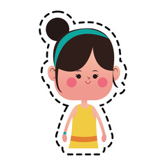 kawaii happy girl icon over white background. colorful design. vector illustration