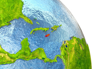 Jamaica on Earth in red