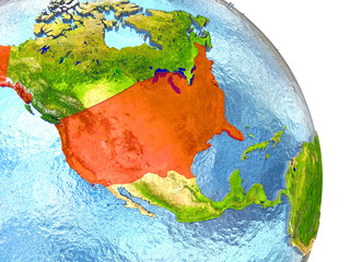USA on Earth in red