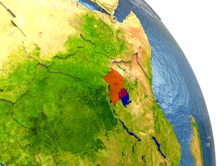 Uganda on Earth in red