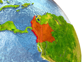 Colombia on Earth in red