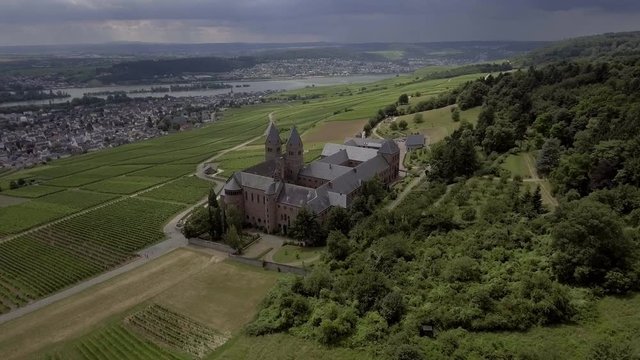 Abbey St. Hildegard in the vineyard, Benedictine nuns, Diocese of Limburg, Eibingen near R&uuml;desheim, Hesse, Germany. Jul 2016