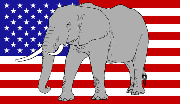 Elephant and American Flag