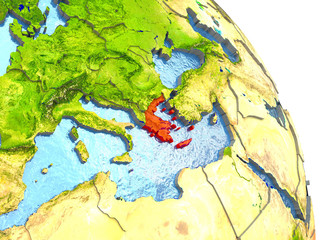 Greece on Earth in red