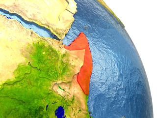 Somalia on Earth in red