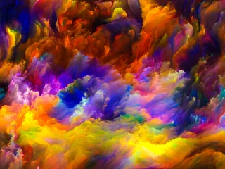 Zelfklevend Fotobehang Mix van kleuren Gloed van Fractal Brush