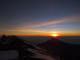 Sunrise from stella point high on Mt Kilimanjaro