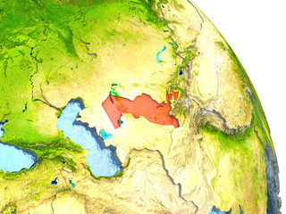 Uzbekistan on Earth in red