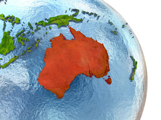 Australia on Earth in red