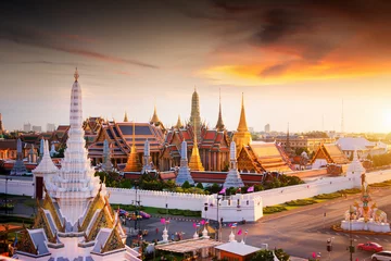 Poster de jardin Bangkok Grand palais au crépuscule à Bangkok, Thaïlande