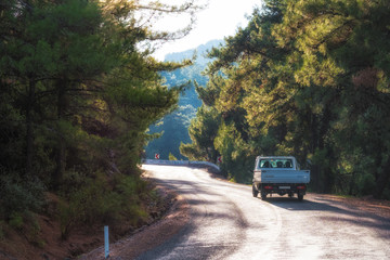 Pickup Truck on the Mountain Road