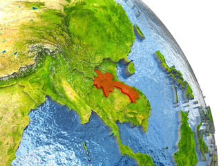 Laos on Earth in red
