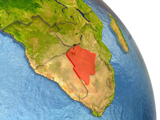 Botswana on Earth in red