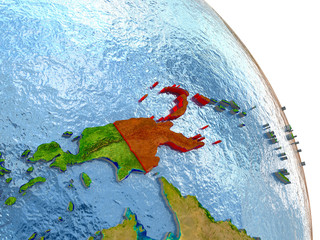 Papua New Guinea on Earth in red