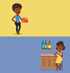 Two food and drink banners with space for text.