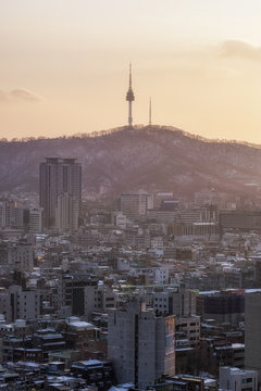 sunset view over namsan tower