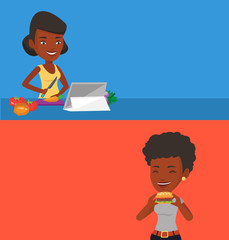 Two food and drink banners with space for text.