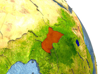 Central Africa on Earth in red