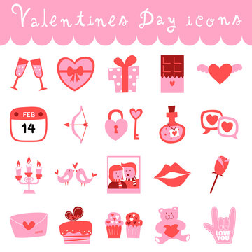 happy valentines day doodle icons