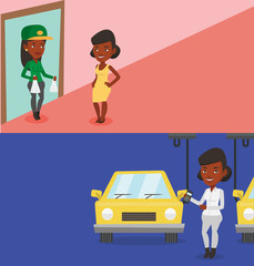 Two industrial banners with space for text.