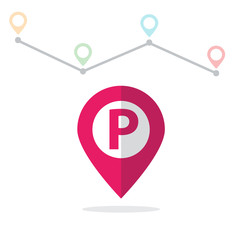 Initial Letter P With Pin Location Logo on Maps