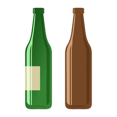 Cartoon illustration of beer bottles on a white background. Vector.