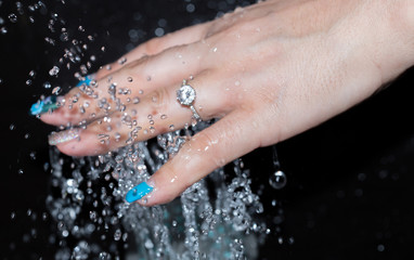 Hand and splashing water