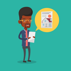 Man looking for house vector illustration.