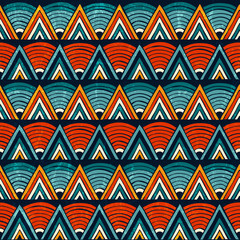 Tribal seamless ornament in vibrant colours. Abstract background. Hand drawn vector illustration EPS 10. - 134173119