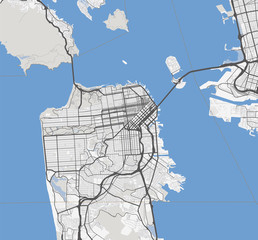 Map San Francisco city. California Roads - 134173139