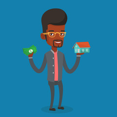 Woman buying house thanks to loan.