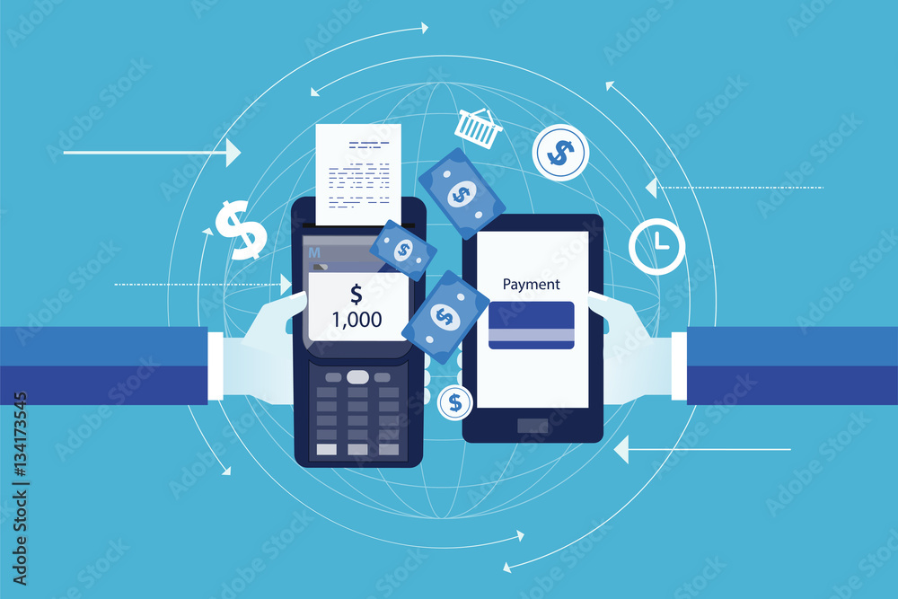 Aufkleber flat vector for business mobile payment concept and digital marketing with business e commerce conce