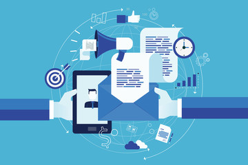 for business email marketing online concept and  business digital marketing content concept
