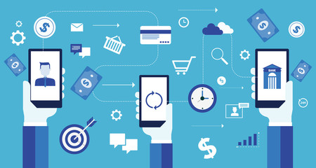 mobile connection and business online payment  and  mobile banking