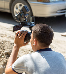 Cameraman working in the street