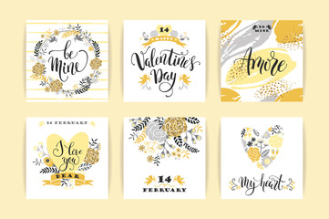 Set of Happy Valentines Day cards.