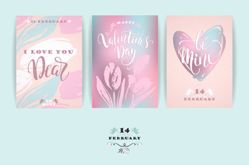 Set of Happy Valentines Day cards.