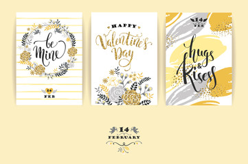 Set of Happy Valentines Day cards.