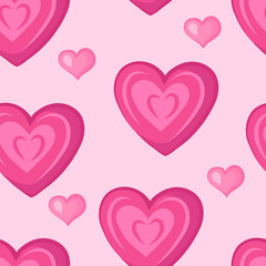 Hearts. Pink seamless pattern for Valentine's day. Vector illustration.