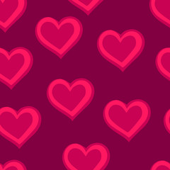 Hearts. Pink seamless pattern for Valentine's day. Vector illustration.