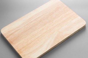 empty wooden board on gray background / for product display montage