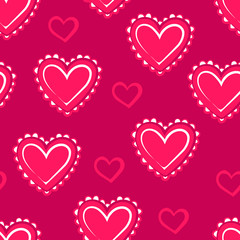 Hearts. Pink seamless pattern for Valentine's day. Vector illustration.