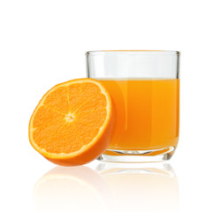 Orange juice on white background.