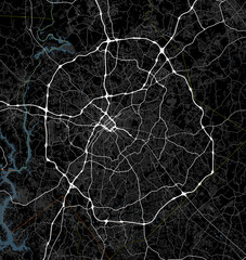 Black and white map of Charlotte city. North Carolina Roads - 134175923